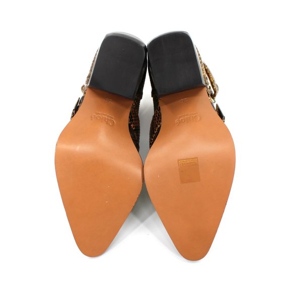 Chloe Rylee Leather Gold Python Embossed Caged Cut-Out Ankle Booties 36 NEW Boot - Picture 7 of 8